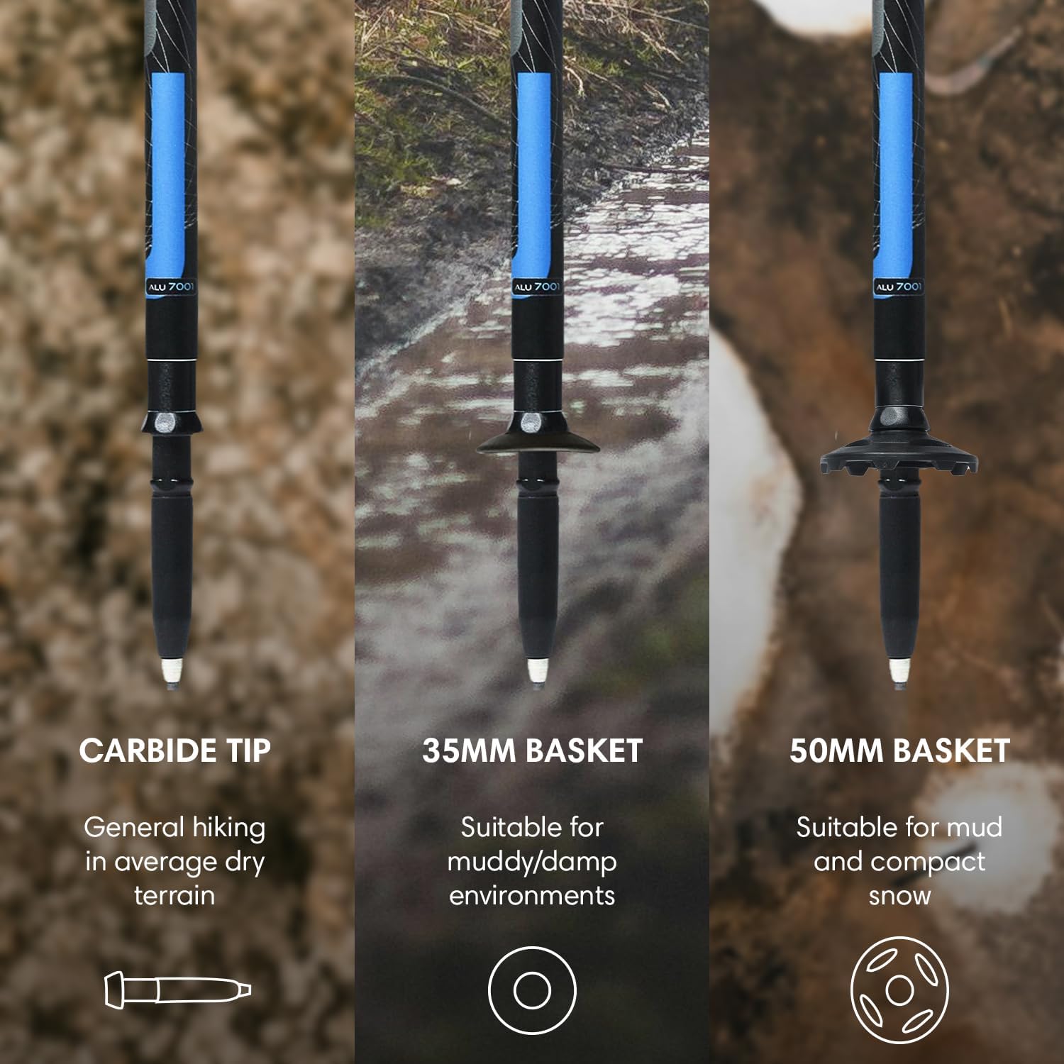 Fizan Compact 3 Trekking Poles – 5.6 oz Ultralight, Backpacking, Thru Hiking Poles, Adjustable, Collapsible, Customized Fit, EVA Grips, Aluminum Walking Sticks (Compact 3)