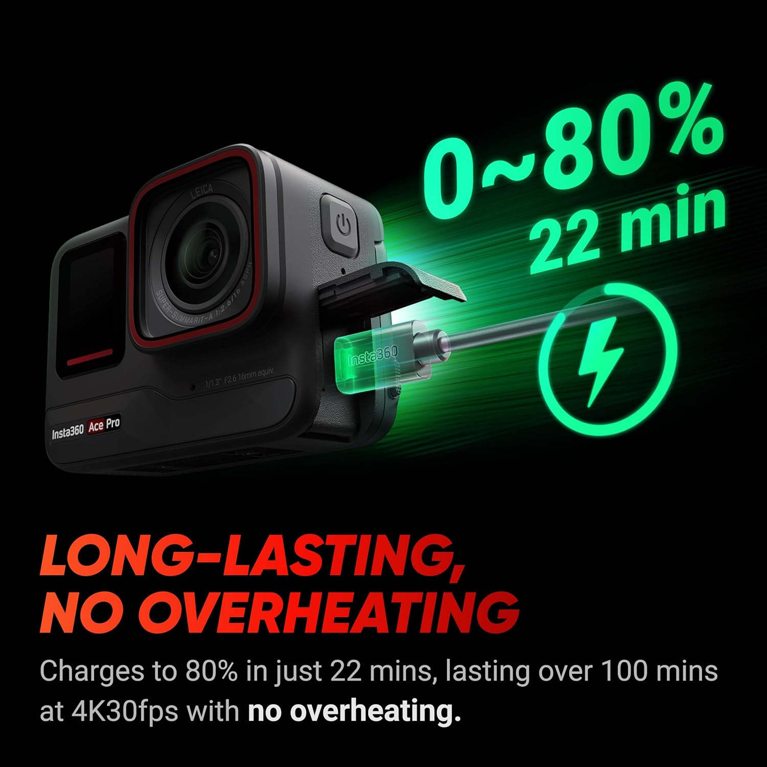 Insta360 Ace Pro - Waterproof Action Camera Co-Engineered with Leica, Flagship 1/1.3" Sensor and AI Noise Reduction for Unbeatable Image Quality, 4K120fps, 2.4" Flip Screen & Advanced AI Features